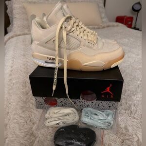 Authentic Off-White Air Jordan 4 Cream Sneakers